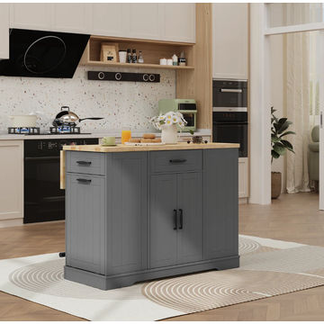 GreenLine Interiors Tassie Kitchen island Gray and Pine