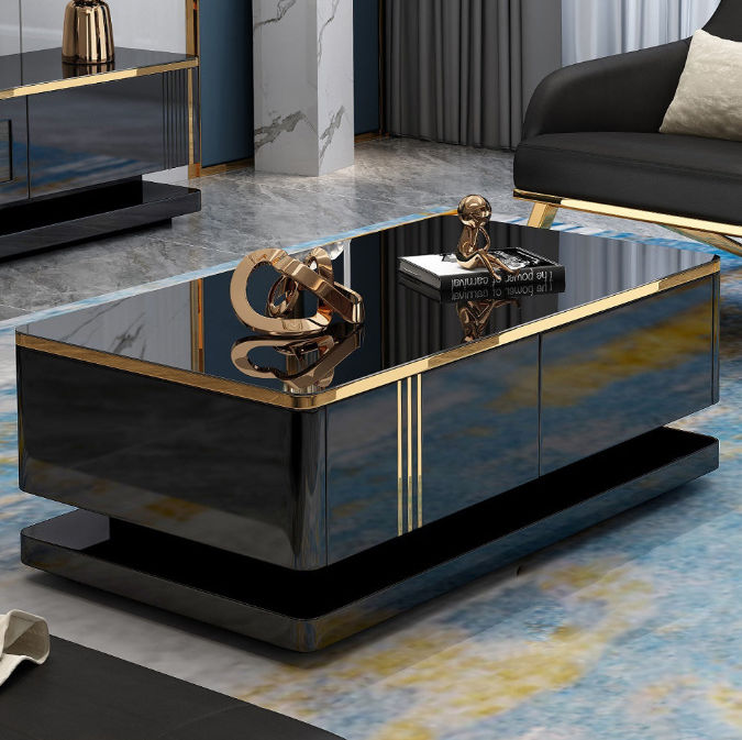 Kova Coffee Table Gloss -Black/Gold