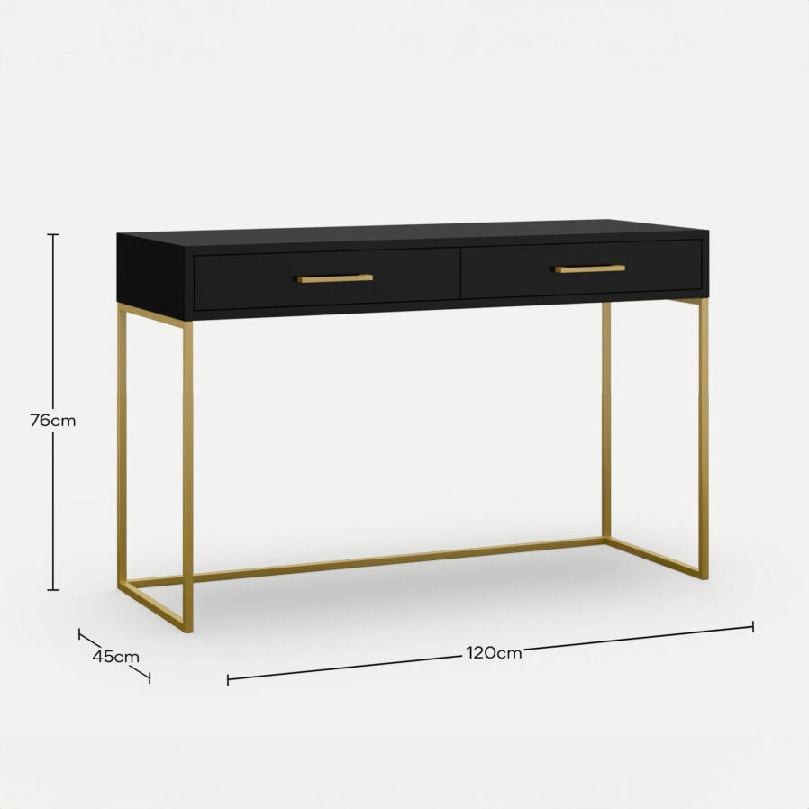 Dresser / Desk Lilo Satin Black - Gold Frame