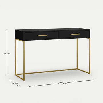 Dresser / Desk Lilo Satin Black - Gold Frame
