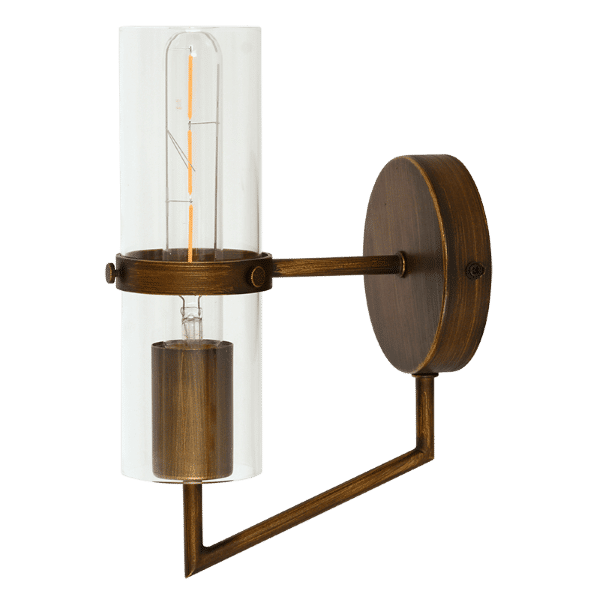 Florence 1 Light Brown/Gold Wall Light with Clear Glass