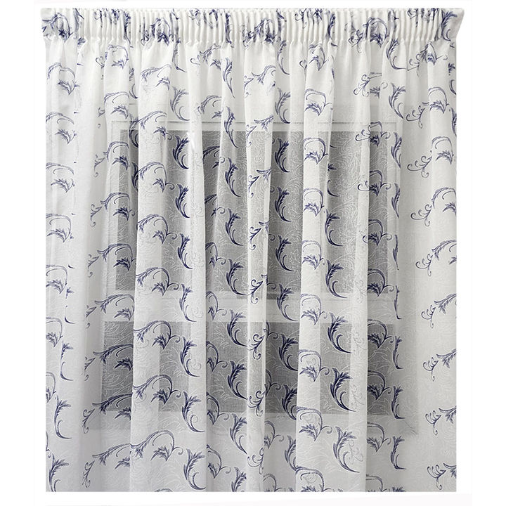 Matoc Readymade Curtain -Print Voile -Blue -Taped -230cm W x 250cm H