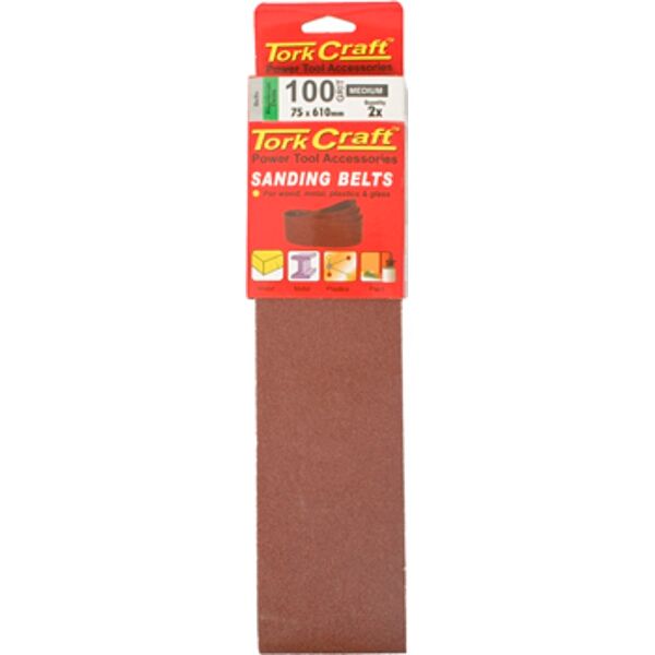 Sanding Belt 75 X 610Mm 100Grit 2/Pack