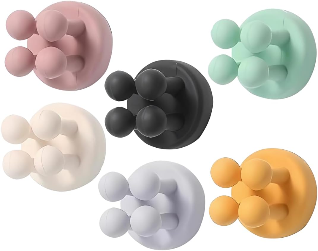 8 Piece Silicone Self Adhesive Hooks Toothbrush Holders & Multipurpose
