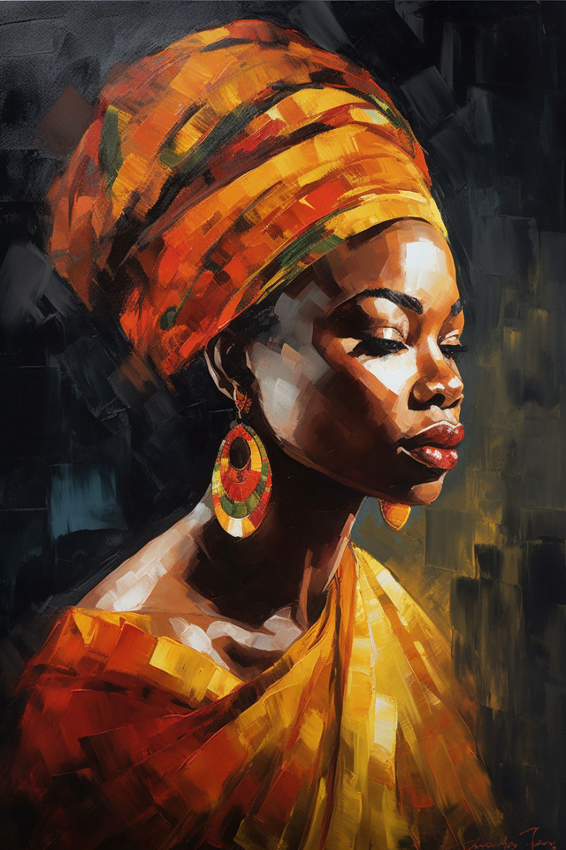 Canvas Wall Art - Beautiful African Woman  - A1148 - [120 x 80 cm]