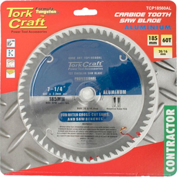 Blade Contractor Alum 185 X 60T 20/16 Circular Saw Tct