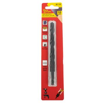 Tork Craft - Drill Bit Hss Standard 10.0mm Hex Shank 1/Card - 4 Pack