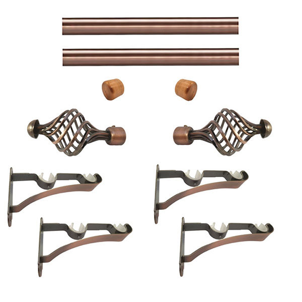Matoc 28mm Double Pole Set - Swirl Finials - Antique Copper - 4.0m