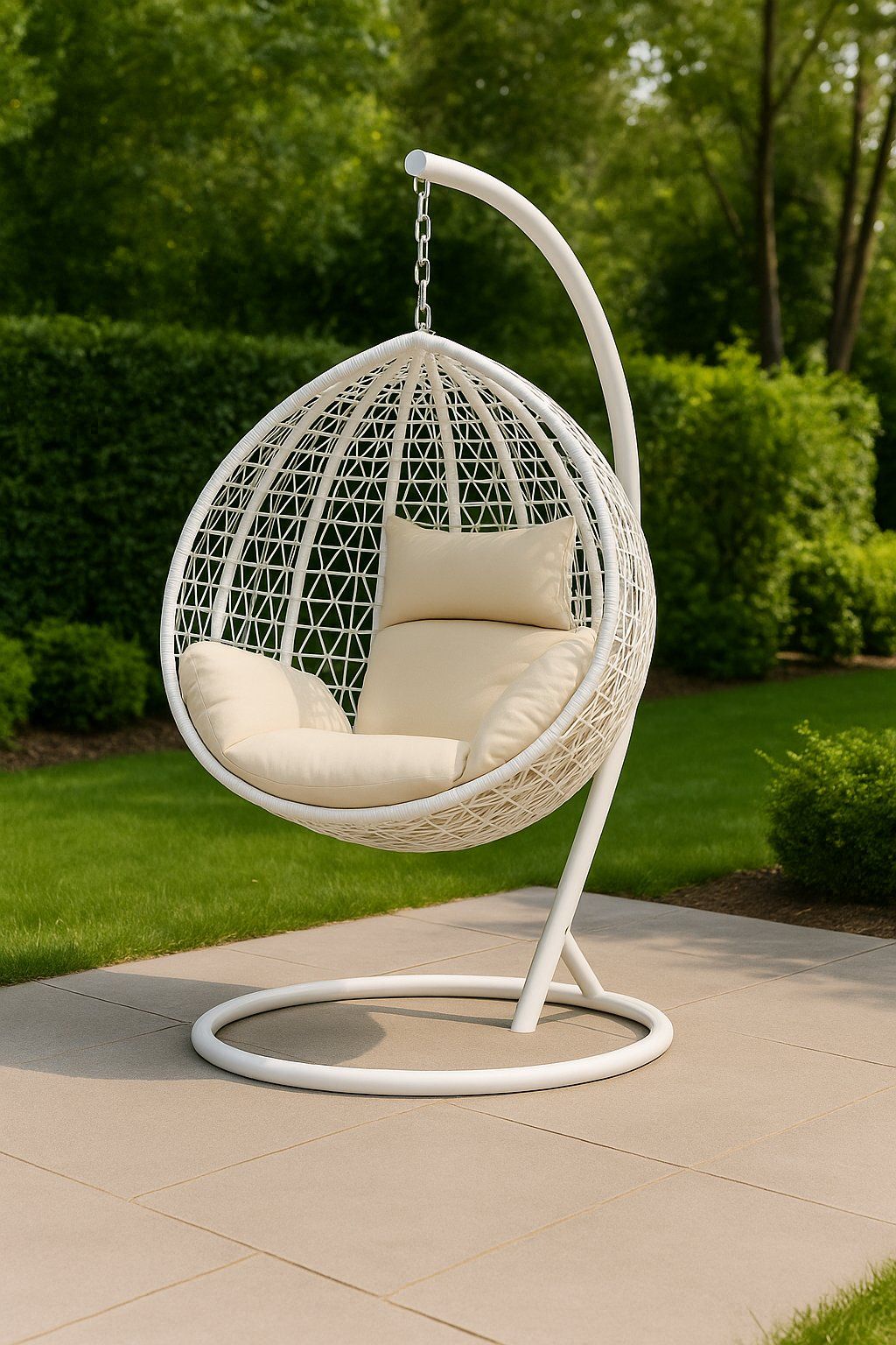 IG Furn- Luxe Hanging Egg Chair White