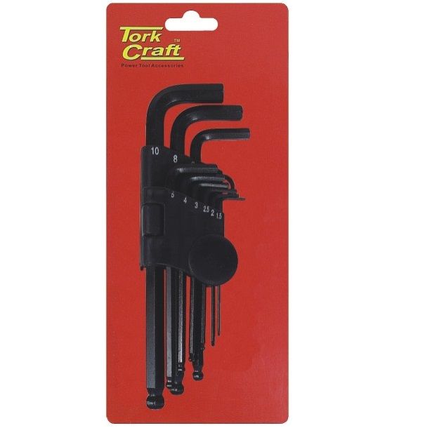 Tork Craft - Hex Key Set 9Piece Ball Point 1.5-10mm Carded Cr-V - 2 Pack