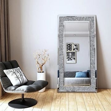 Prestige Home - Casmer Diamond Border Full Length Wall Mirror Silver