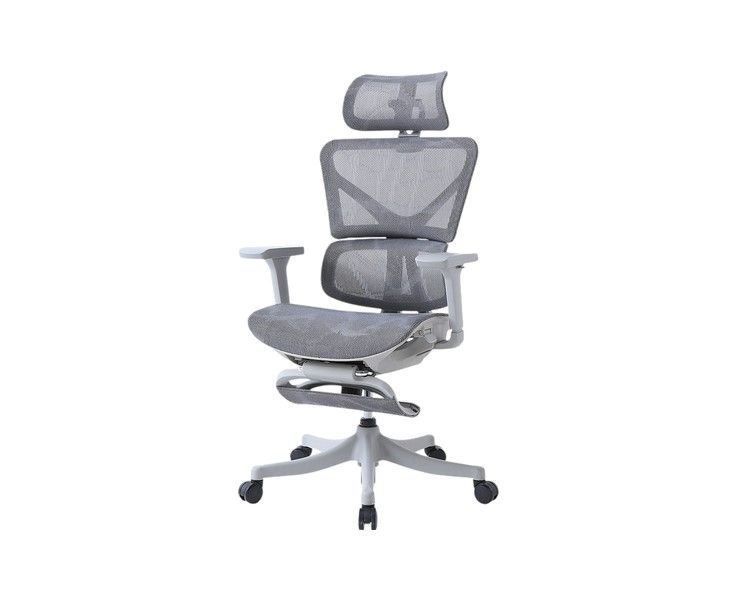 Ergonomic Pro Gaming Office Foot Rest Chair Silver