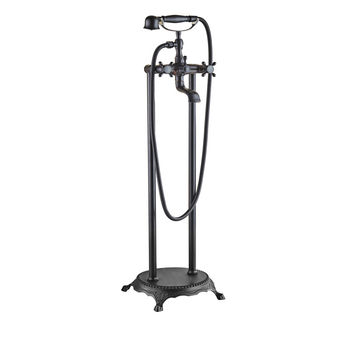 BTB011- Blackened brass floor mounted bath mixer, with hand mixer