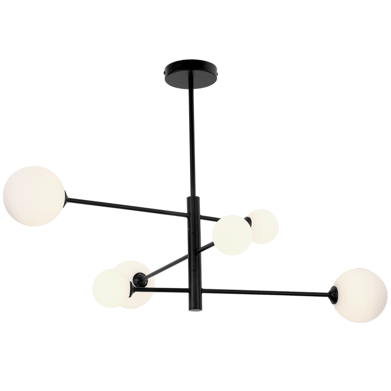 Metal and Opal Glass Chandelier