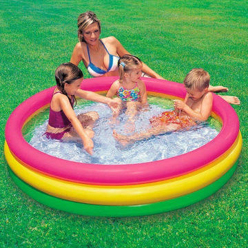 INFLATABLE PADDLING POOL 3 RING SUNSET 114CM X 25CM KIDS SWIMMING FUN