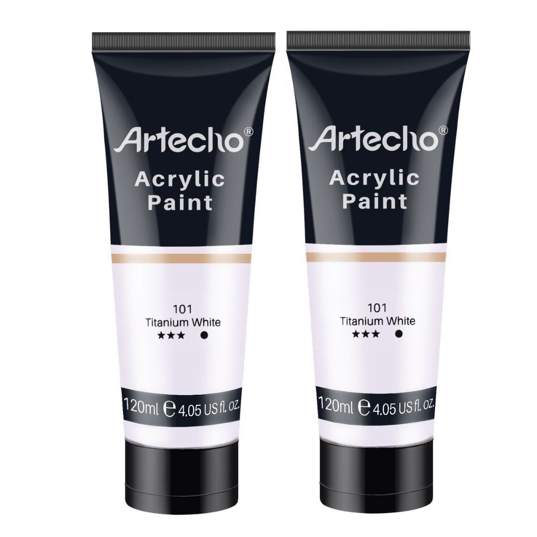 Artecho Titanium White - 120ml Acrylic Paint Tube - 2 pack