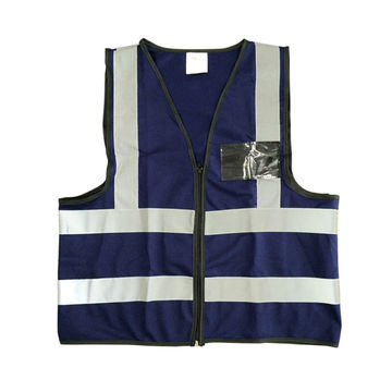 PIONEER SAFETY Vests Reflective Zip Id Pocket Navy X Large