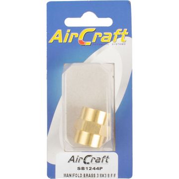 AirCraft - Manifold Brass 3/8 x 3/8 F/F 1 Piece Pack - 2 Pack