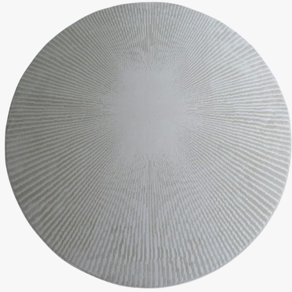 BK Carpets & Rugs – Modern Round Abstract Rug - Cream - White - 2m x 2m