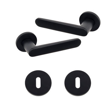 Rounded Modern Lever Handle on Rose - Matt Black