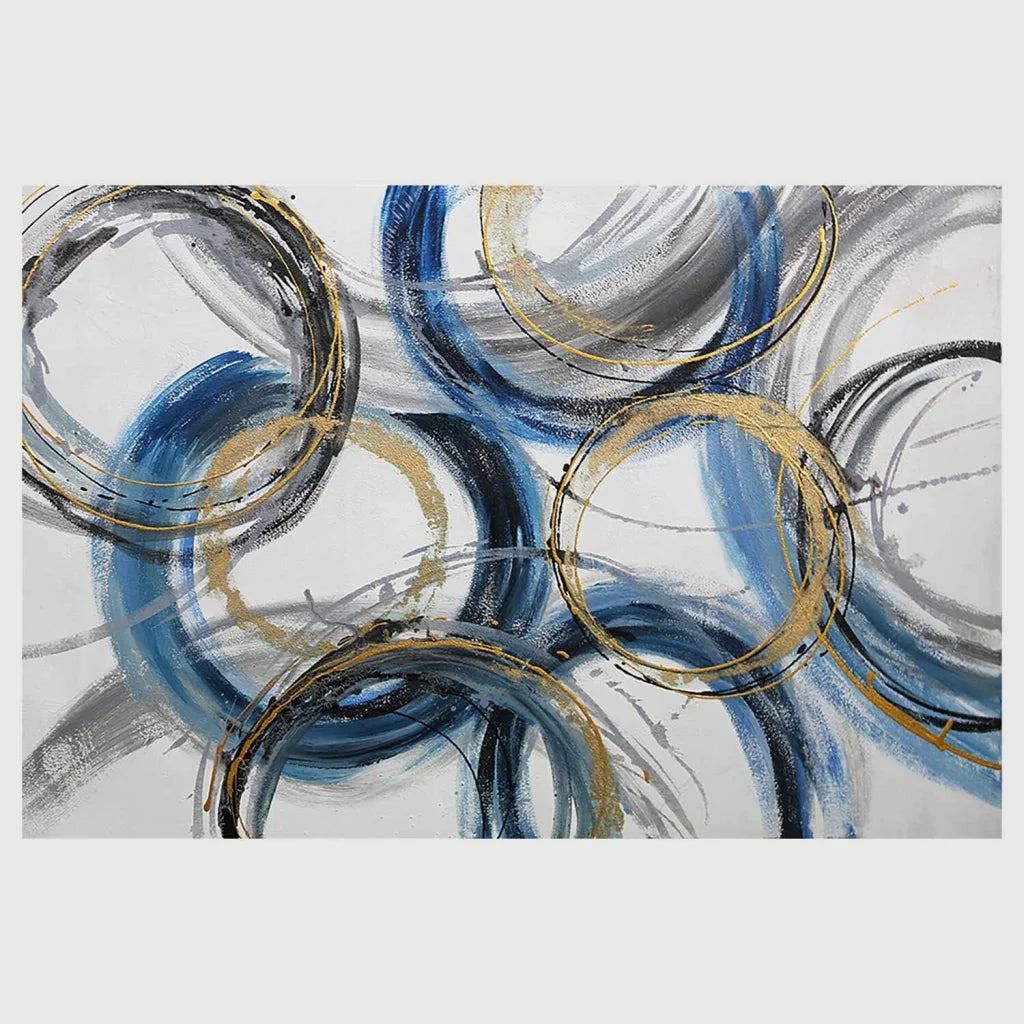 Vividitto - Oil Paiting Art YM Golden Blue Rings 120x80