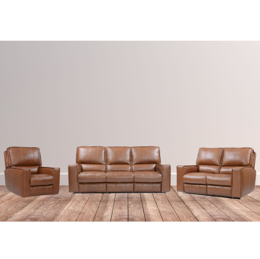 KC Furn- Wade Genuine Leather Recliner Sofa Set