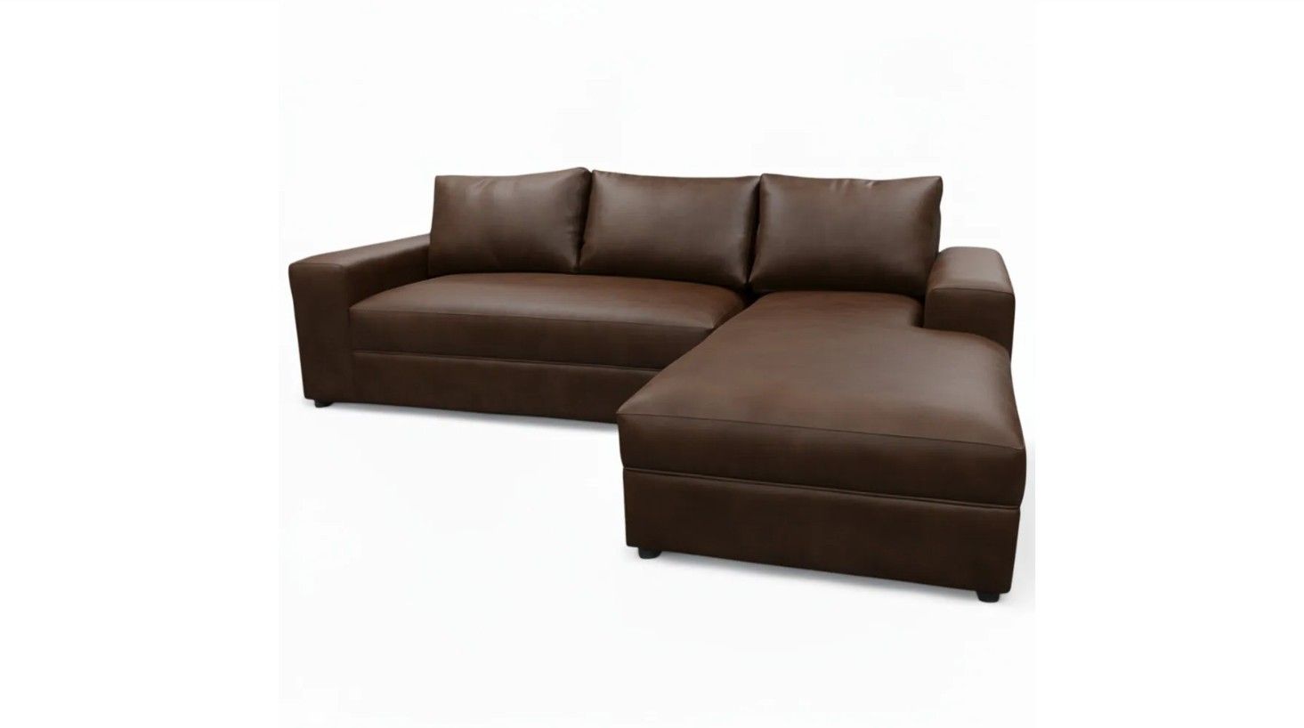 Chamberlin Leather Couch Dark-brown Left Sided