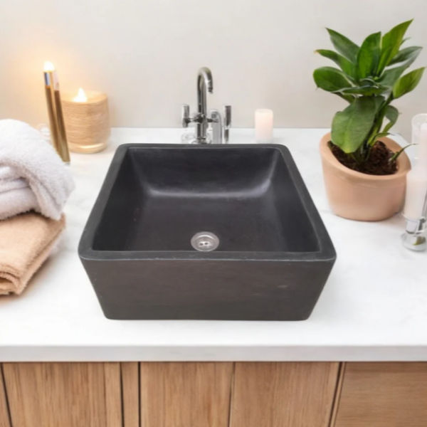 Mermaid's Pond Bespoke Black Concrete Basin/Sink 39x39x16cm