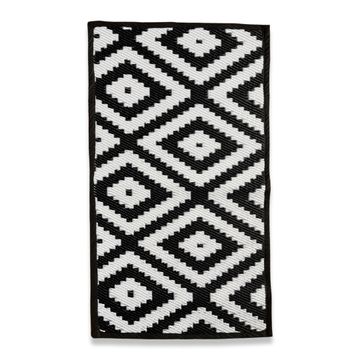 Rug It Up Indoor & Outdoor Plastic Waterproof Reversible Rug - Black & White Diamond 1 x 0.6m