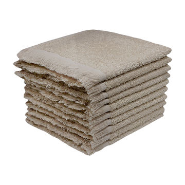 Bunty's Plush 380 GSM Terry Fringe Guest Towel - Birch(10 Pc Pack)