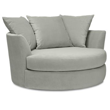 Fiona Velvet Barrel Lounger Accent Chair- Grey