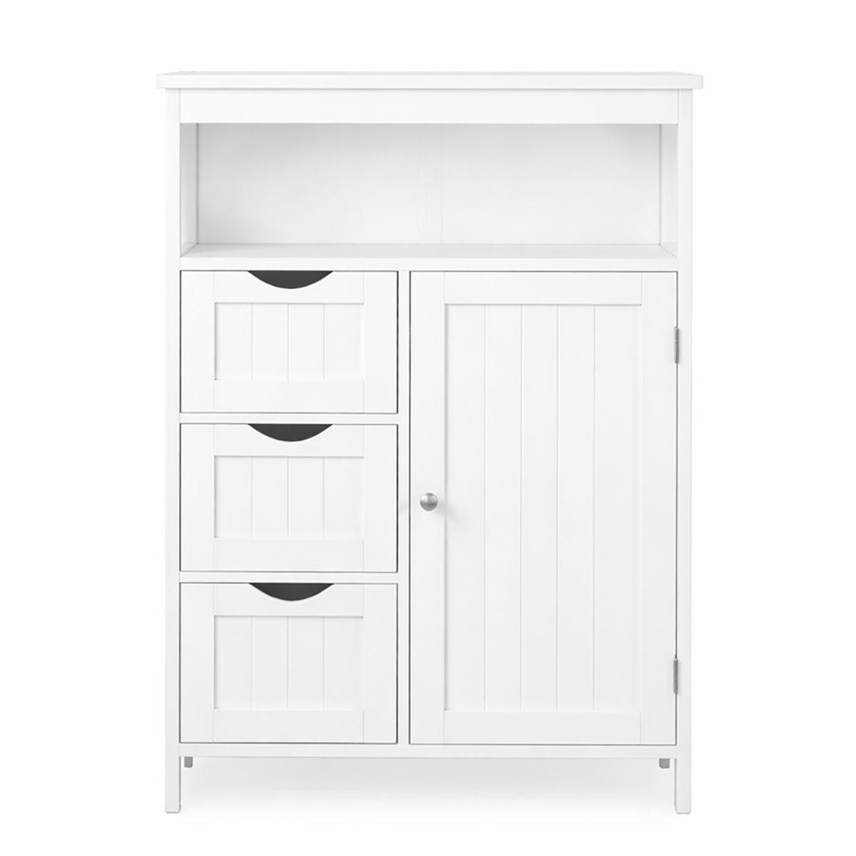 LAZAVA White Freestanding Floor Storage Cabinet - 3 Drawers & Shelf