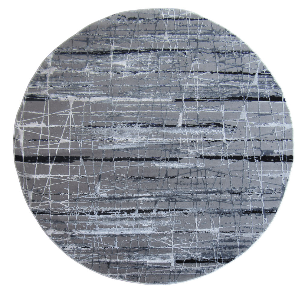 BK Carpets & Rugs – Modern Swirl Round Rug – Black & Dark Grey - 2m x 2m