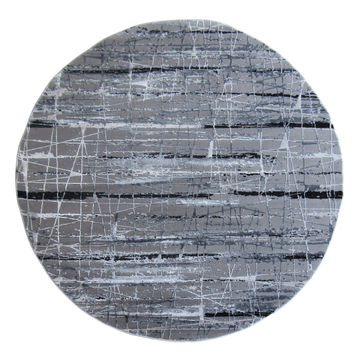 BK Carpets & Rugs – Modern Swirl Round Rug – Black & Dark Grey - 2m x 2m