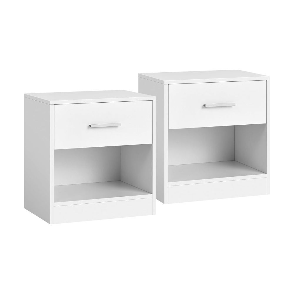 Bragg Arusha Bedside End Table with Drawer, Set of 2, White
