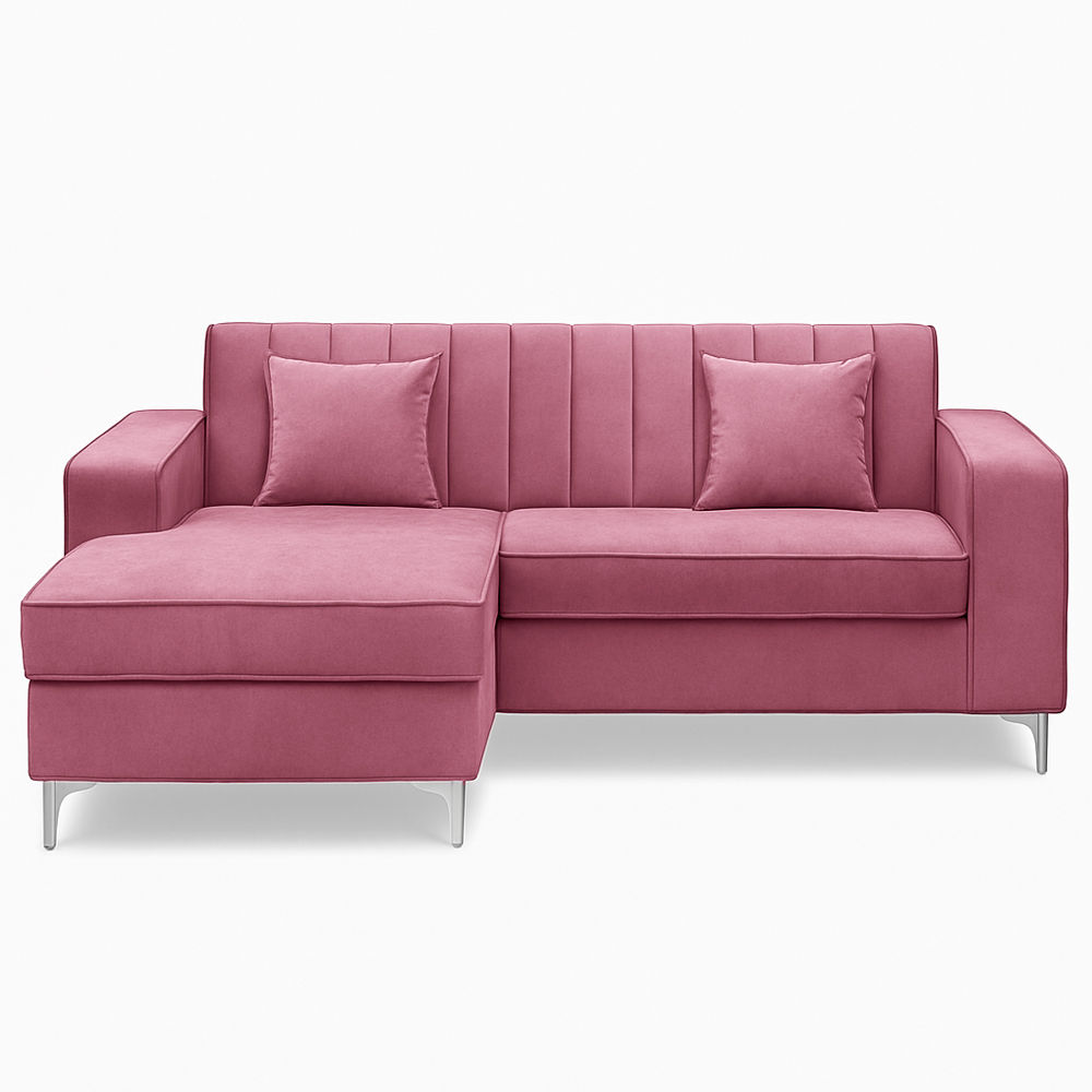 Alison L Shape Velvet Corner Sofa Pink
