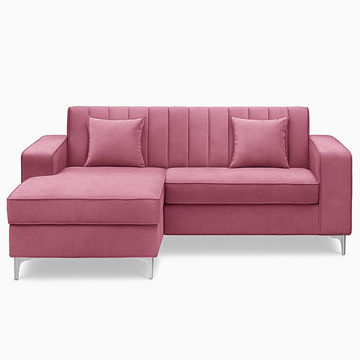 Alison L Shape Velvet Corner Sofa Pink
