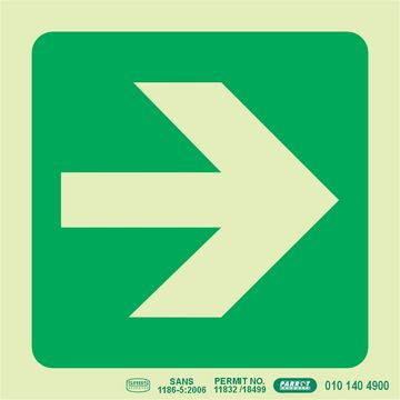 Photoluminescent 190MM Safety Sign - E21-Arrow Right