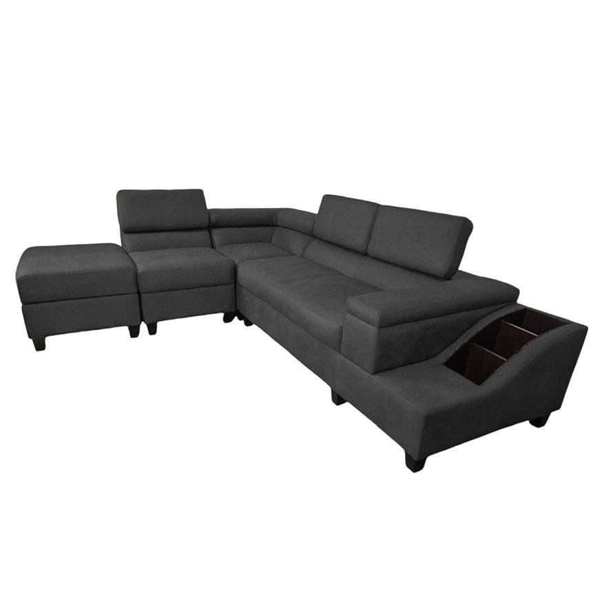 Phoebe L Shape Corner Sofa - Faux Leather-Grey