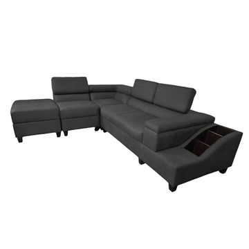 Phoebe L Shape Corner Sofa - Faux Leather-Grey