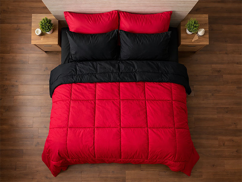 Everyday Collection Reversible Comforter Set - 90 GSM - King - Super King - True Red - Jet Black (06 Sets)