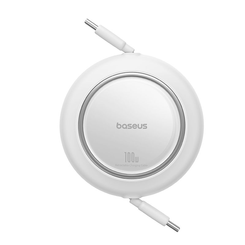 Baseus Free2Pull Mini Retractable Charging Cable Type C to Type C 100W 1.5m - Moon White