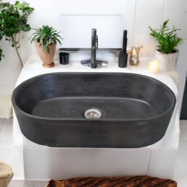 Gaia's Ark Bespoke Black Concrete Basin/Sink 53x30x11.5cm