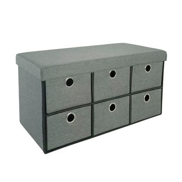 Collapsible Storage Bench – Folding Ottoman with Drawers