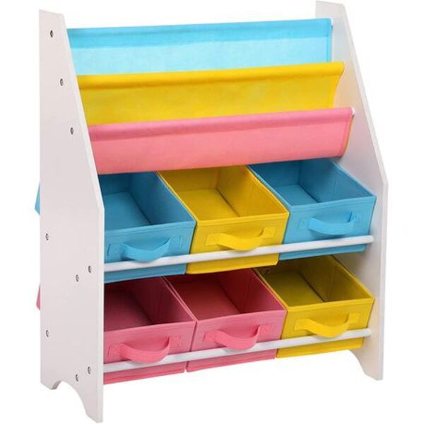 Children’s Toy Storage Bookcase with Bins – Small Bookshelf Organizer