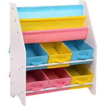 Children’s Toy Storage Bookcase with Bins – Small Bookshelf Organizer