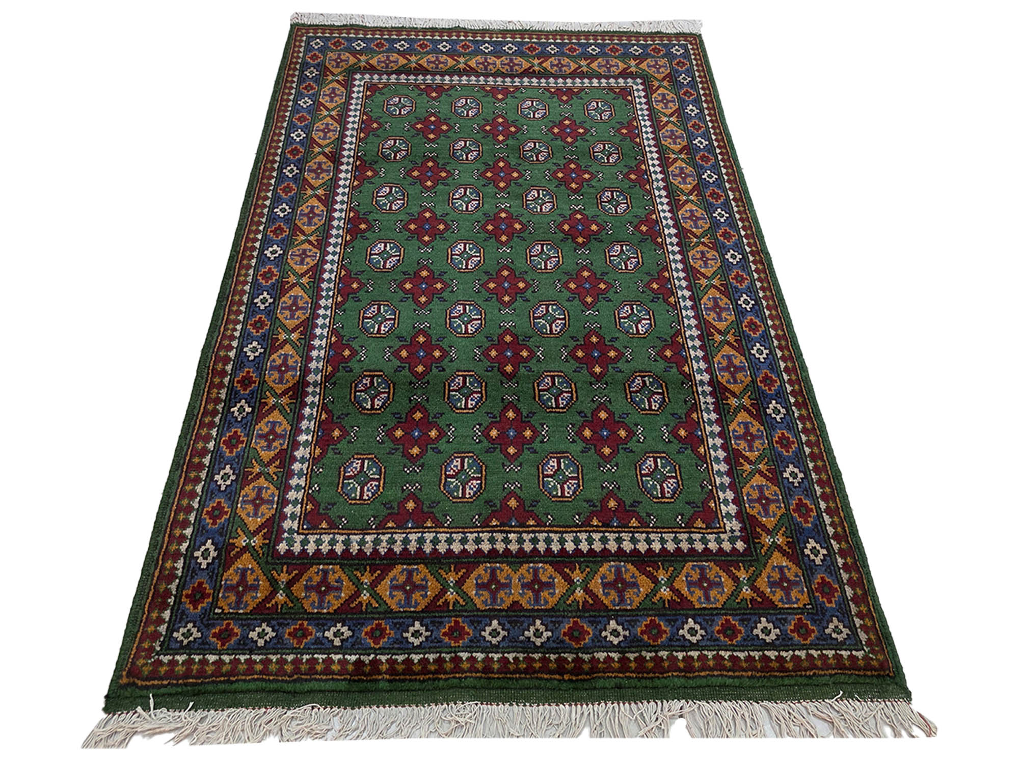 Green Afghan Kunduz Bukhara Carpet 182 x 124 CM
