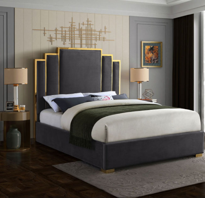 Dayana Sleigh Bed Double -Grey