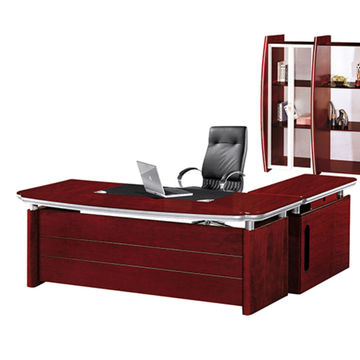 MaqelepoFurn - Executive's Aluminium Framed & Mahogany Finish Office Desk
