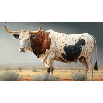 Canvas Wall Art - Canvas Wall Art – Nguni Bull with Spots - B1150 - [120 x 80 cm]